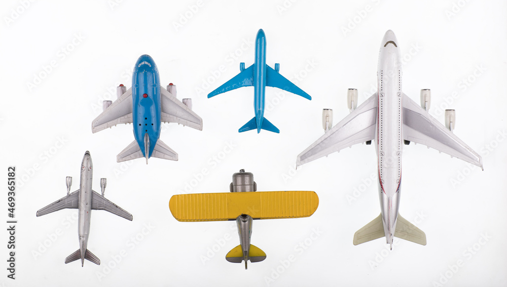 Fototapeta premium set model airplane isolated on white background
