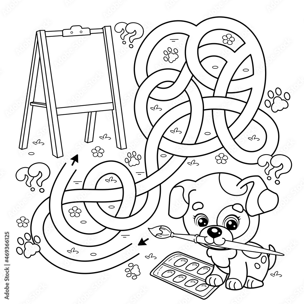 Coloring Page Easel Illustration Children Stock Illustration