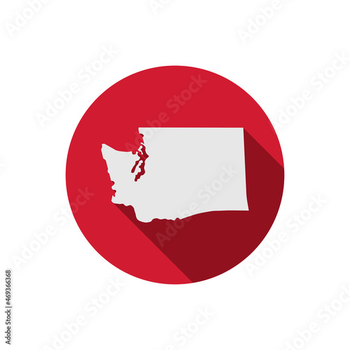 Washington state map circle with long shadow