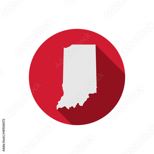 Indiana state circle map with long shadow