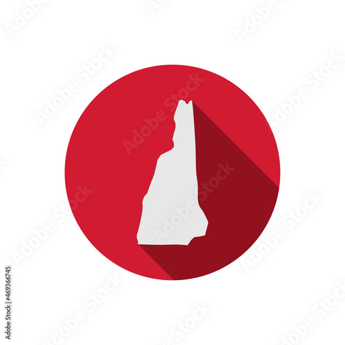 New Hampshire circle state map with long shadow