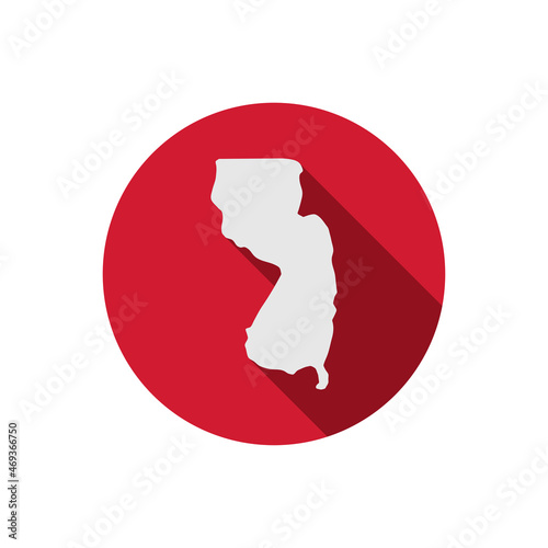 New Jersey state circle map with long shadow