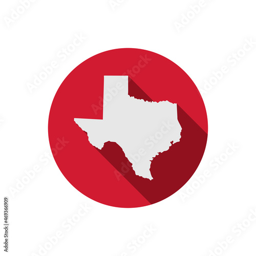 Texas state map circle with long shadow