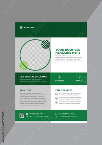Green promotional business flyer design template