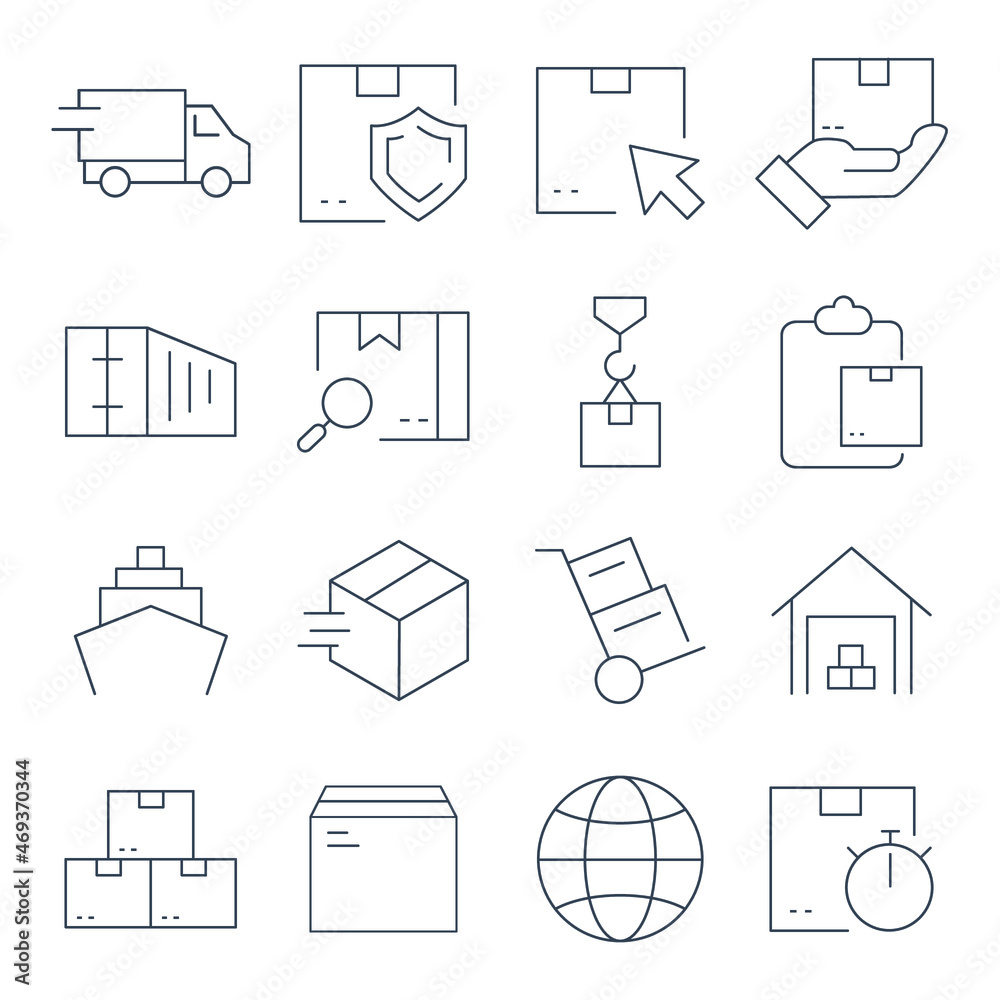 Package Delivery icons set. Package Delivery symbol vector elements for infographic web Package Delivery icons set. Package Delivery symbol vector elements for infographic web