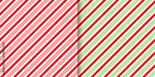 Candy cane pattern. Christmas stripes seamless background. Holiday traditional wrapping paper. Diagonal red green peppermint backdrop. Abstract texture. Sugar lollipop design. Vector illustration