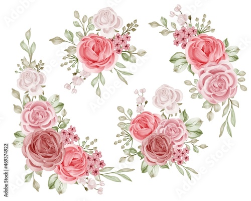 Romantic Rose Flower Wreath Isolated Clipart
