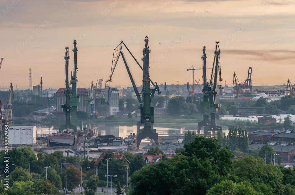 Gdansk, Poland, industrial district including Gdansk Shipyard