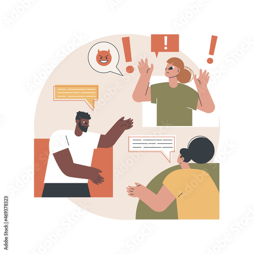 Social behaviour abstract concept vector illustration. Anti-social behaviour, youth abuse, gang fighting, riots, drinking alcohol, troubled teenager, bullying, domestic violence abstract metaphor.