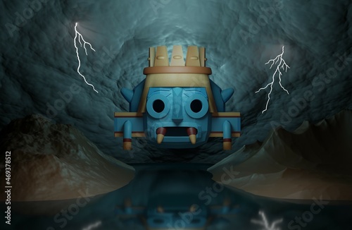 God tlaloc, mexican culture, 3d render