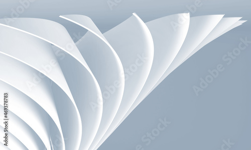 Abstract digital design pattern, bent white object, 3d