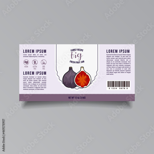 Fig jam label template Abstract modern vector packaging design layout Isolated