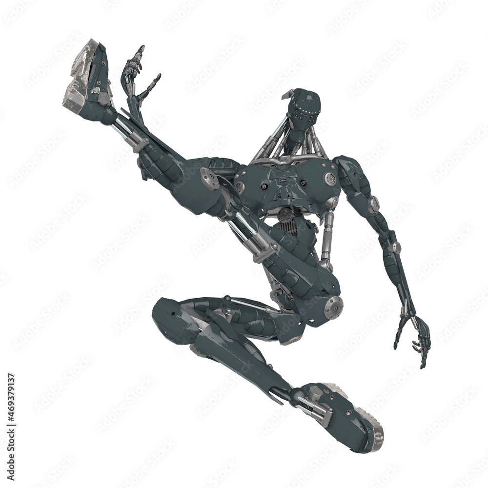 mechanical soldier kicking up