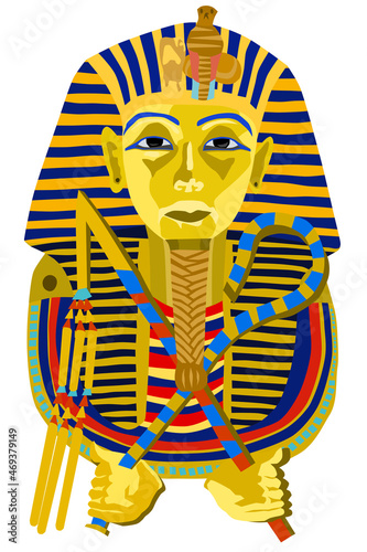 Tutankhamun Mask a gold mask vector illustration drawing on white background in HDR