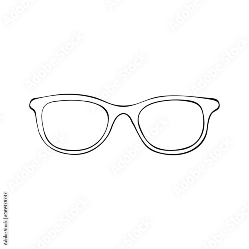 Black doodle glasses icon. Eyeglasses and sunglasses vector illustration. Spectacles sketch drawing. Sun glasses handdrawn