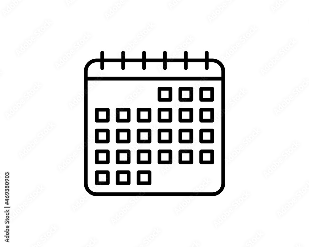 calendar line icon, outline vector logo illustration, linear pictogram isolated on white calendar line icon, outline vector logo illustration, linear pictogram isolated on white