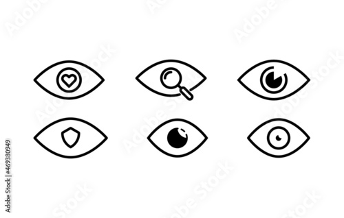 Eyes and eye icon set vector collection. Look and Vision icons. Outline eye set icons isolated on white background