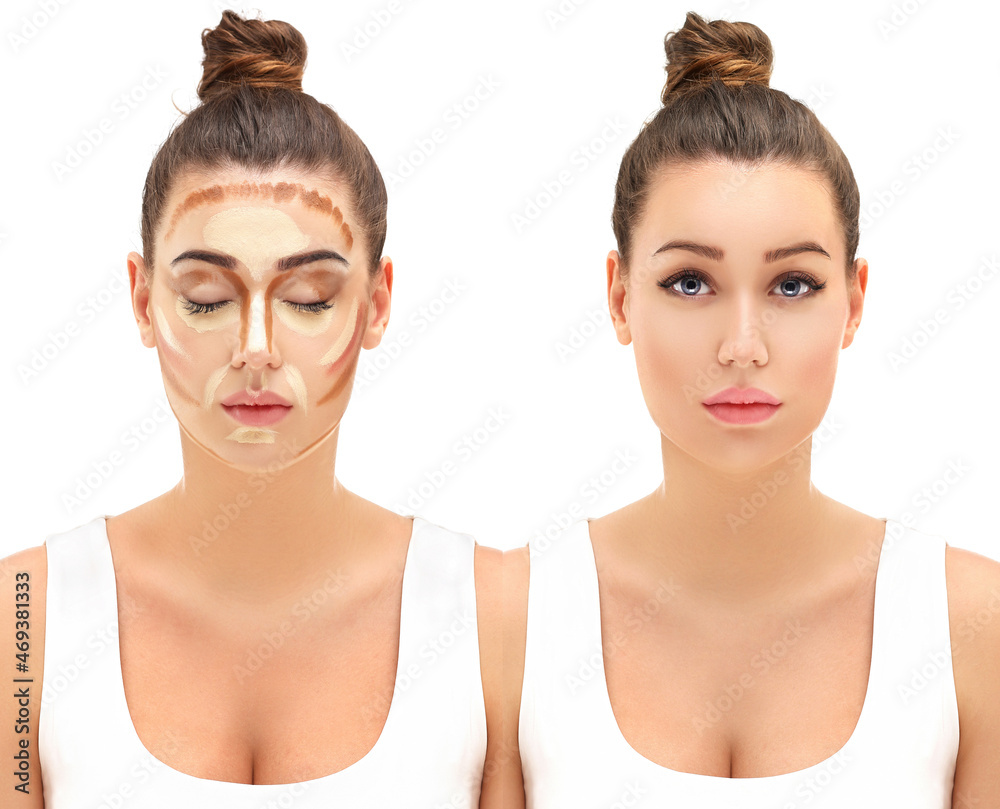 Contouring.Make up woman face. Contour and highlight makeup. Contouring.Make up woman face. Contour and highlight makeup.