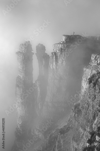 Misty summer morning in the Caucasus Mountain