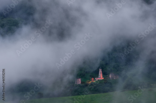 Lower Ozdik medieval tower complex has the 4 level combat tower and the residential buildings, a few crypts are located on the mountain range nearby. Ingush combat towers were designed for defence.
