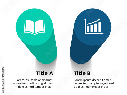 3D Vector Perspective Infographic. Presentation business slide template. 3 step options. Timeline chart concept. 2 steps options.