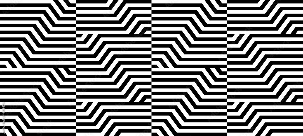 Futuristic technologic background by elements of hexagon. Black white striped seamless pattern. Op art, optical illusion. Vector texture. Futuristic technologic background by elements of hexagon. Black white striped seamless pattern. Op art, optical illusion. Vector texture.