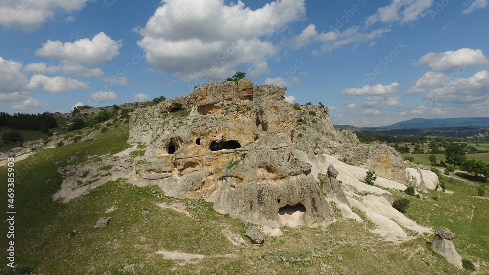 Historical ancient Phrygia (Frig Vadisi, Gordion) Valley. Monuments, structures, houses carved into the rocks. Kütahya - TURKEY