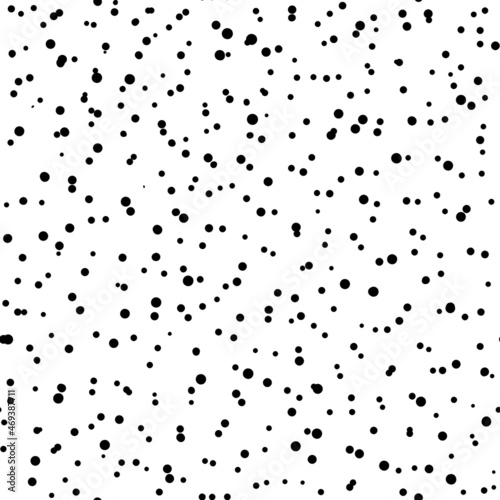 Abstract hand drown polka dots background. White dotted seamless pattern with black circles. Template design for invitation, poster, card, flyer, textile, fabric