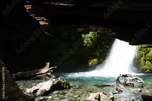 Waterfall and trunks