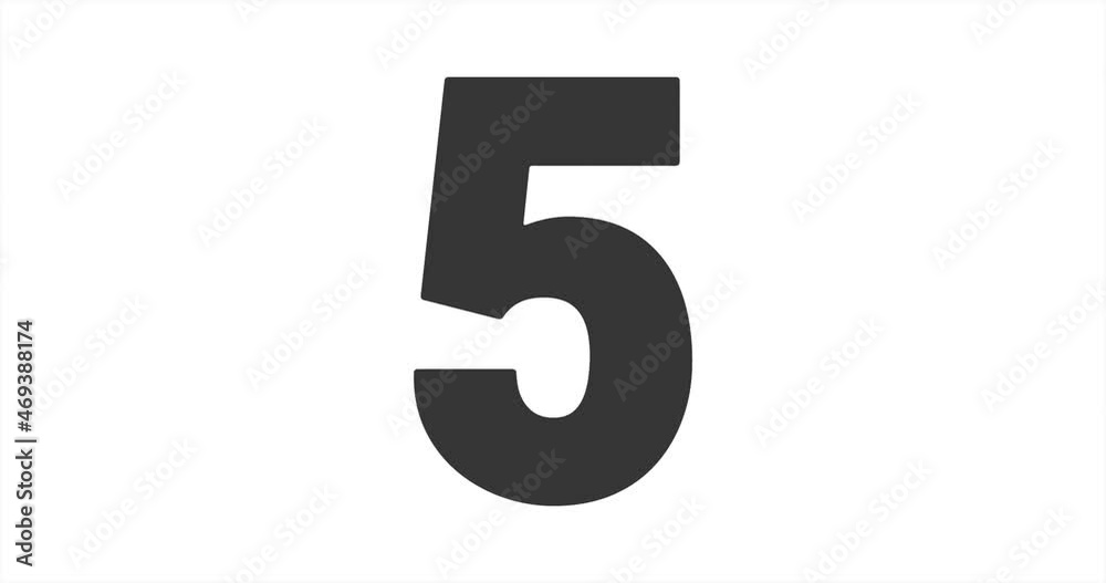 Countdown animation from number ten (10) to zero (0) with black digits morphing on white background. Event counter, minimalism, keying.