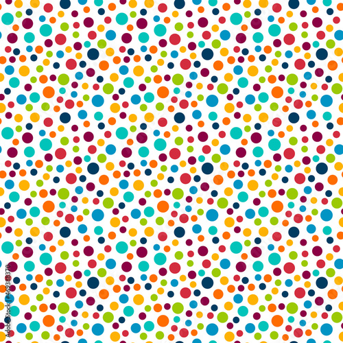 Polka Dot Vector Seamless Pattern. Spot circle bubble texture. Colorful abstract background design