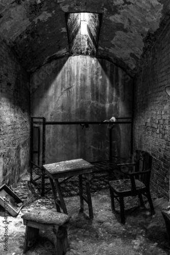 Old abandoned prison cell in Eastern State Penitentiary
