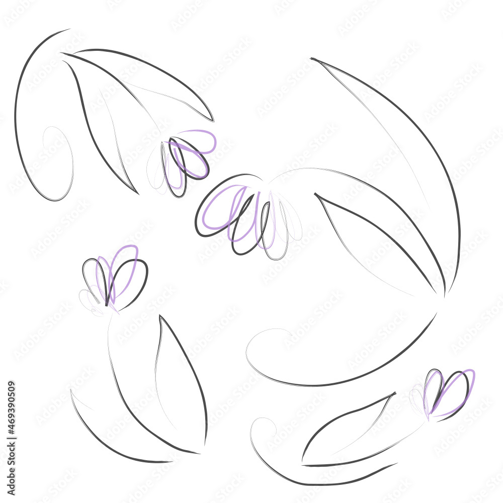 Fototapeta premium Elegant line abstract floral background, pattern 