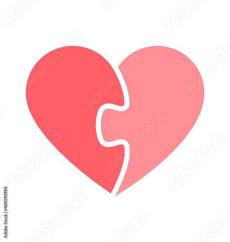 pink 2 piece valentines heart puzzle connection