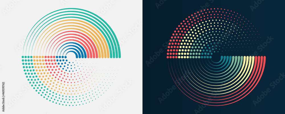 Big data visualization. Processing of data arrays, sorting. Filtering machine algorithms. Data stream in the form of an array of circles and binary code. Vector database background. - obrazy, fototapety, plakaty 