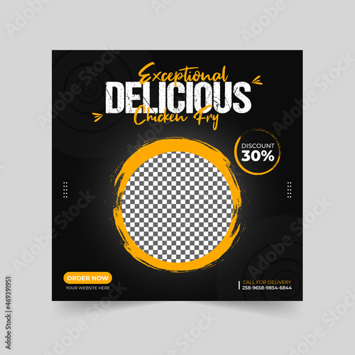 Food Restaurant Social media Instagram post template. Suitable Delicious Burger Banner for Social Media Post Restaurant and culinary Promotion.