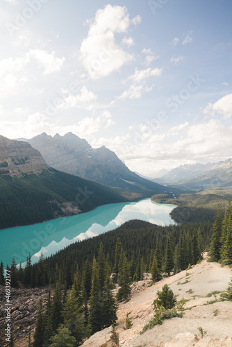 lake and mountains landscape in Banff National Park during a summer day