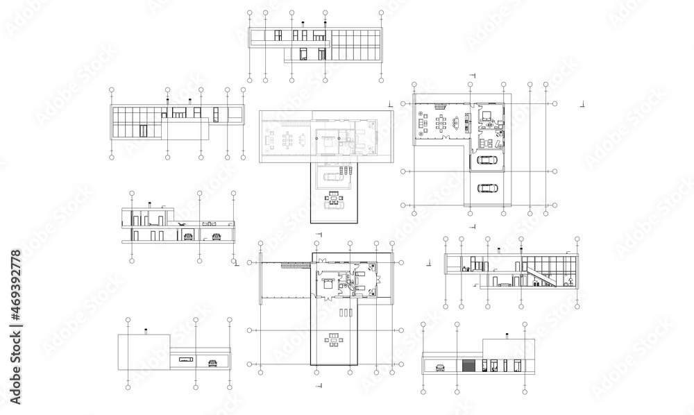 modern house architectural drawing 3d illustration modern house architectural drawing 3d illustration