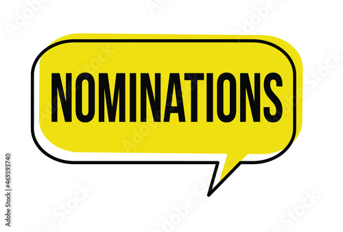 Nominations speech bubble on white background, vector illustration