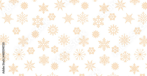 Simple Christmas background, geometric minimalist pattern with golden snowflakes. Retro Xmas concept design