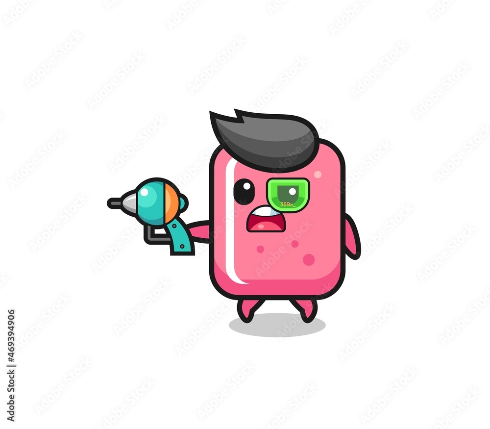 Fototapeta premium cute bubble gum holding a future gun