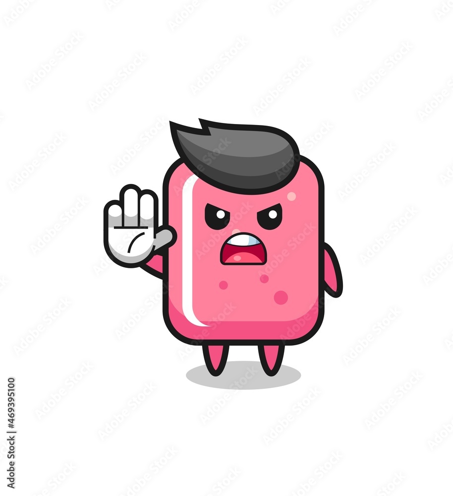 bubble gum character doing stop gesture bubble gum character doing stop gesture