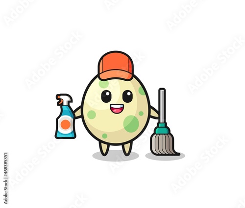 cute spotted egg character as cleaning services mascot