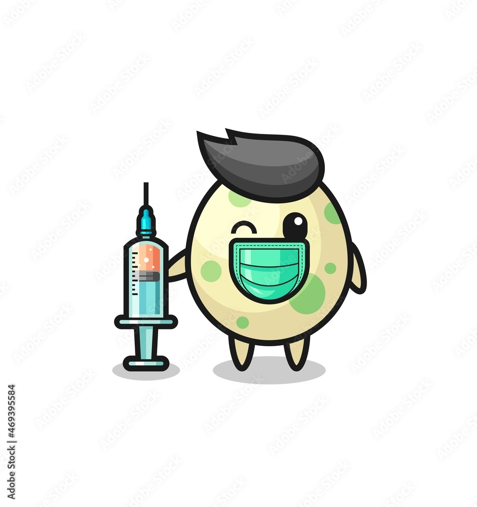 spotted egg mascot as vaccinator spotted egg mascot as vaccinator