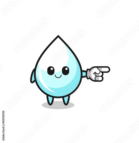 milk drop mascot with pointing right gesture