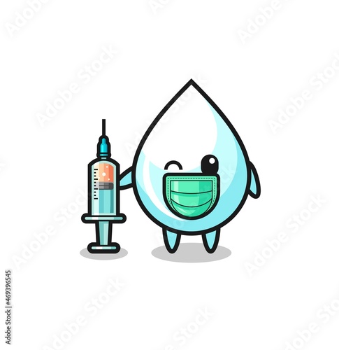 milk drop mascot as vaccinator