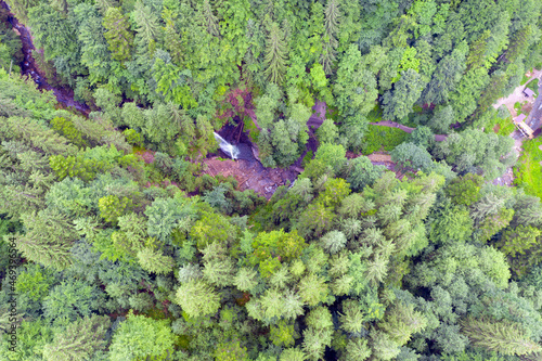 Drone flight over the Guk waterfall photo