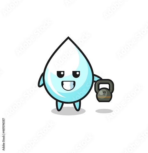 milk drop mascot lifting kettlebell in the gym