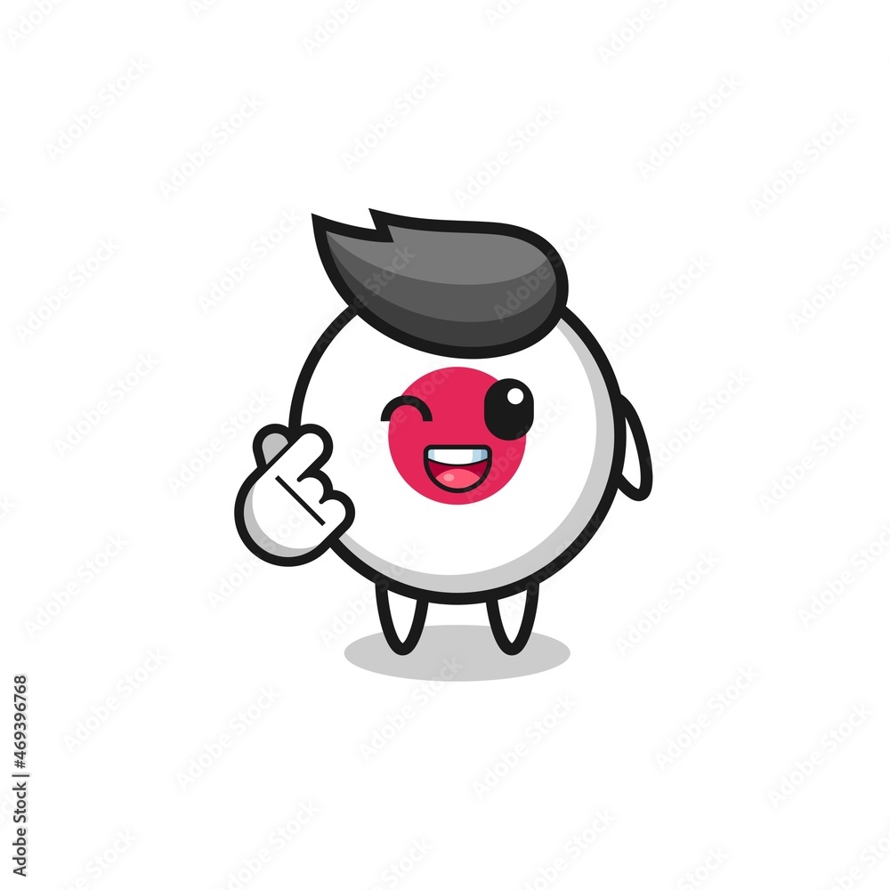 Obraz premium japan flag character doing Korean finger heart
