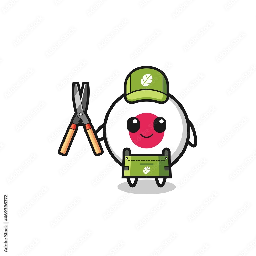 cute japan flag as gardener mascot cute japan flag as gardener mascot